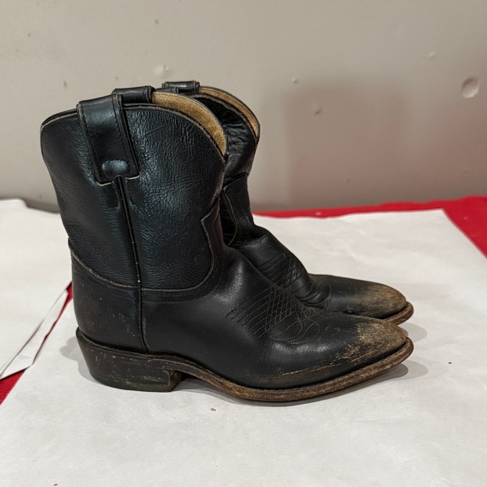 Frye Black Leather Western Booties